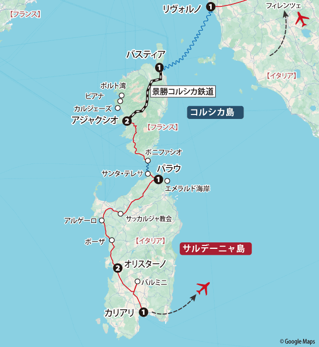 サルティリア祭サルデーニャコルシカ地図sp