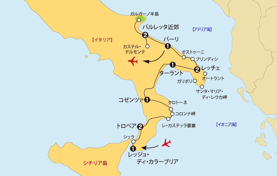 南イタリア田舎町地図