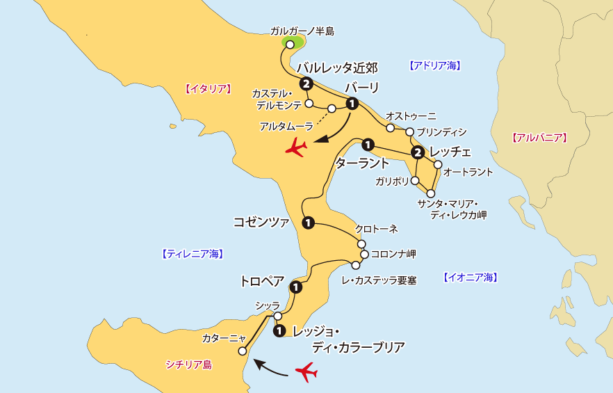 南イタリア田舎町地図