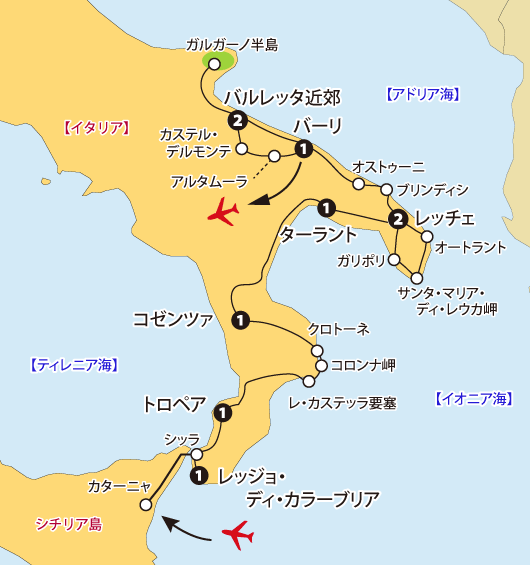 南イタリア田舎町地図