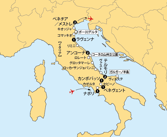 イタリア東岸地図pc