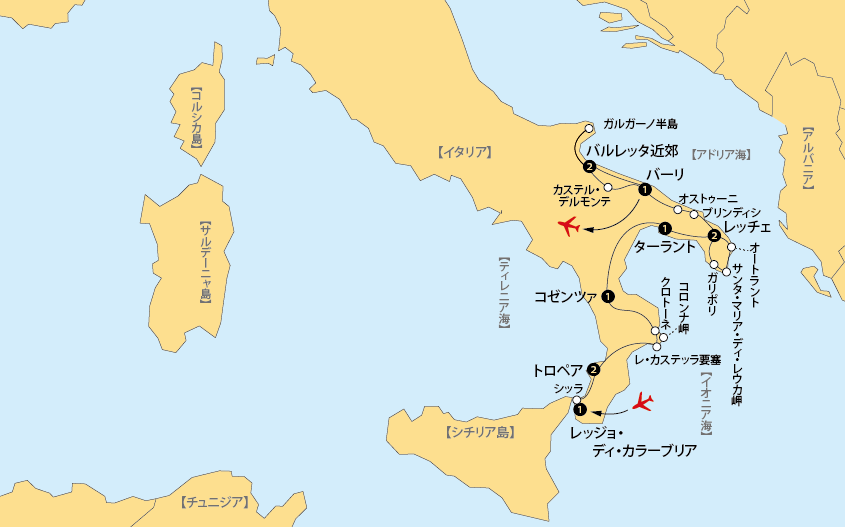 南イタリア田舎町地図
