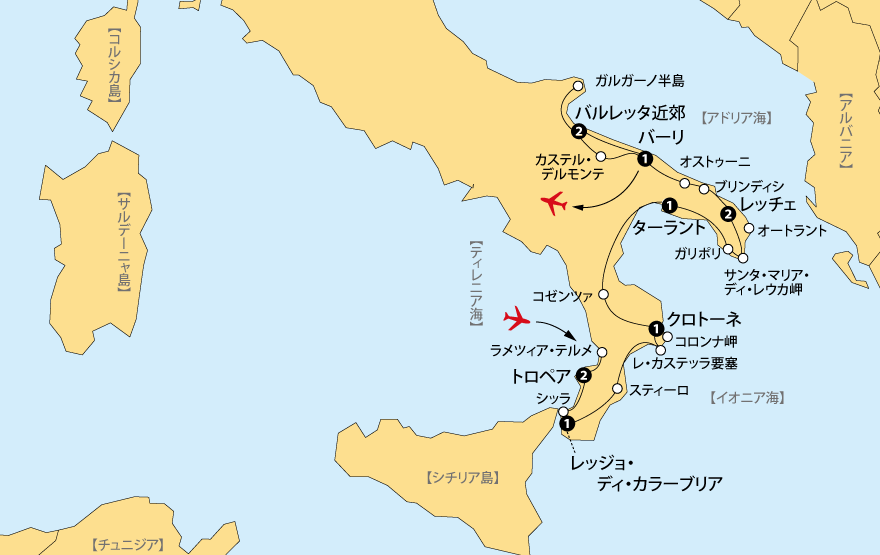 南イタリア田舎町地図