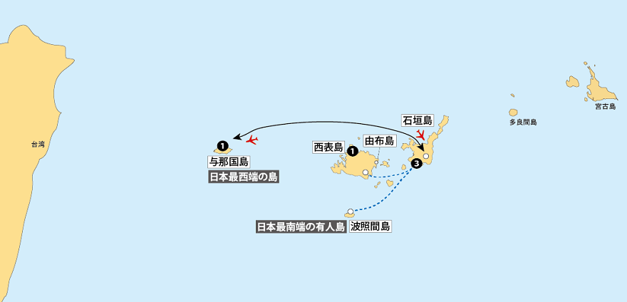 八重山諸島5島巡り地図