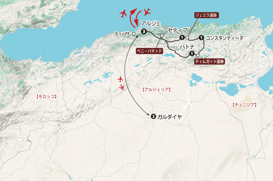 アルジェリア10日間地図pc