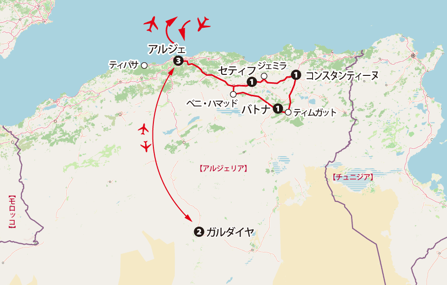アルジェリア10日間地図pc