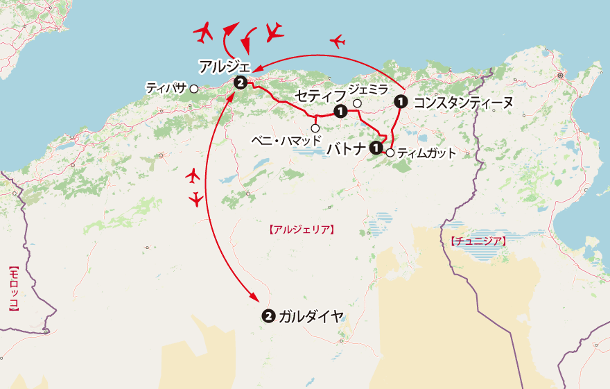 アルジェリア10日間地図pc