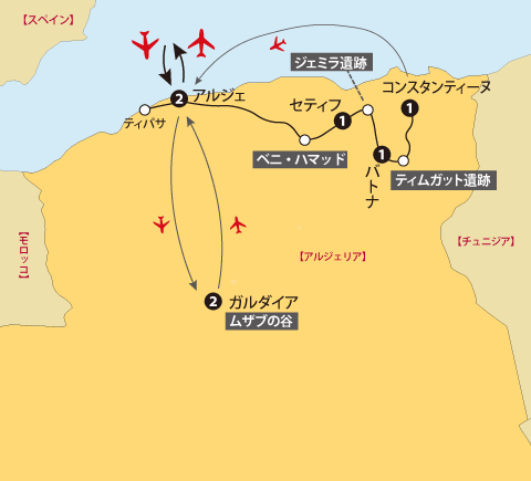アルジェリア10日間地図sp