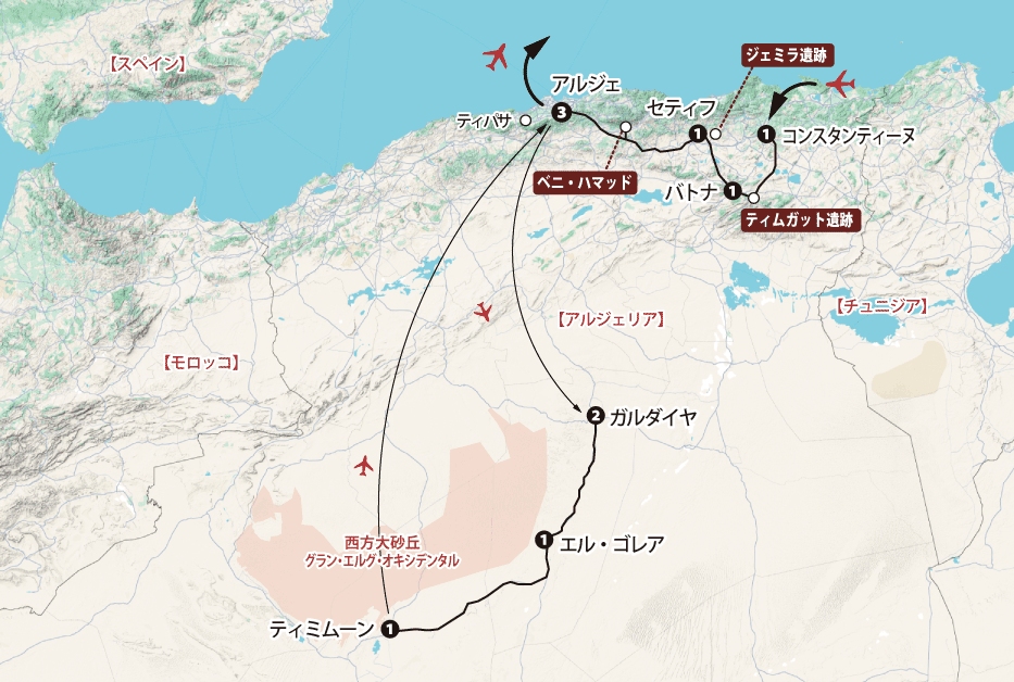 アルジェリア14日間地図pc