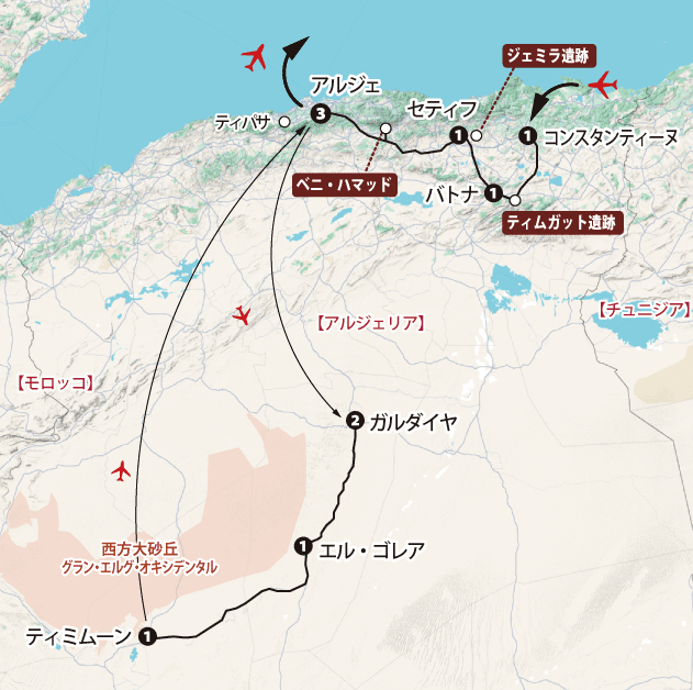 アルジェリア14日間地図sp