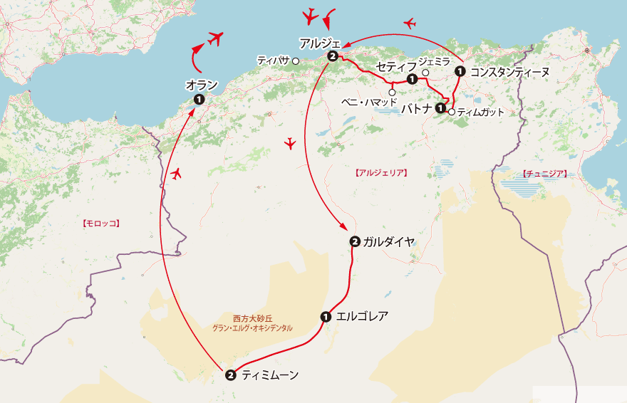 アルジェリア14日間地図pc