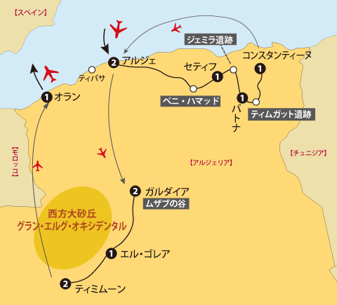 アルジェリア14日間地図sp