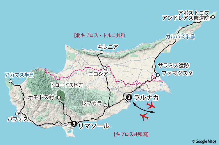 キプロス10日間地図sp