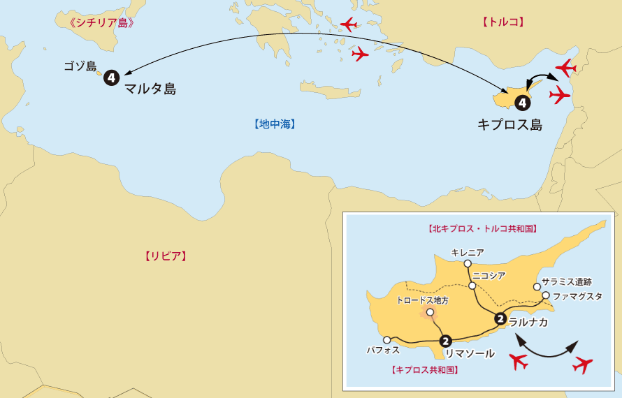 南北キプロスとマルタ島地図pc