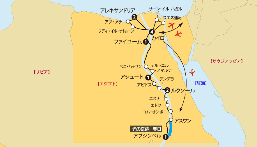 エジプト大紀行地図