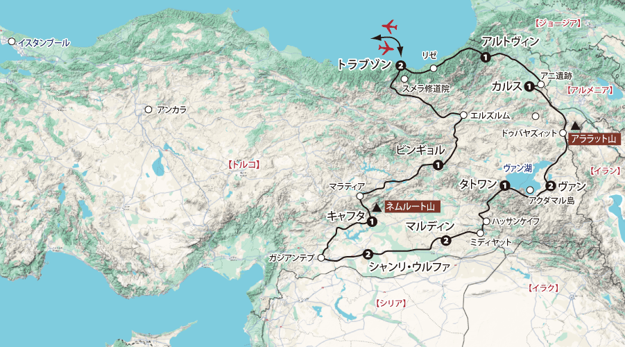 東トルコ大周遊地図