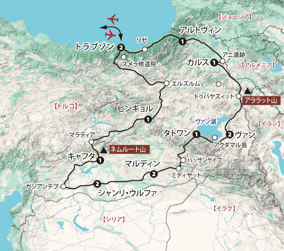 東トルコ12日間地図