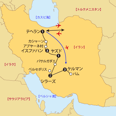 イラン12日間地図