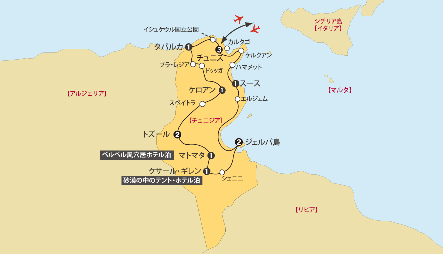 チュニジアジェルバ島地図pc