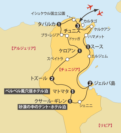 チュニジアジェルバ島地図sp