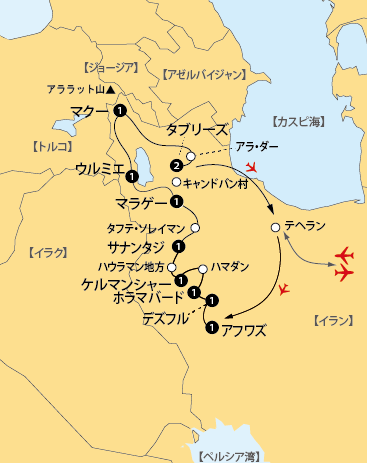 西イラン13日間地図