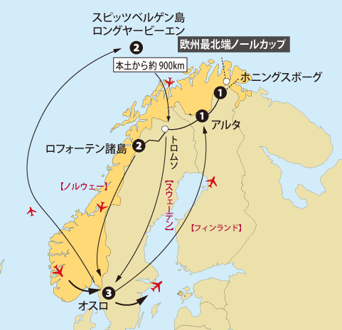 北極圏絶景巡り地図sp