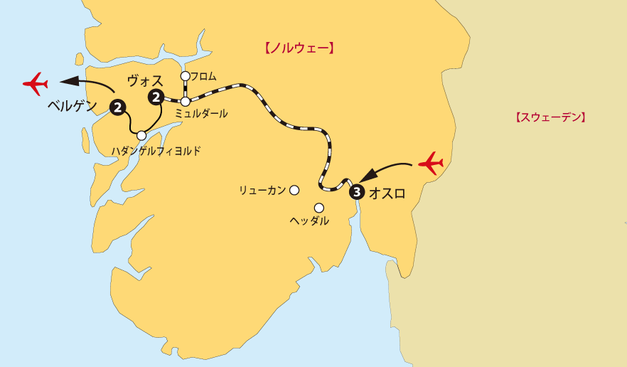 ノルウェー9日間地図pc