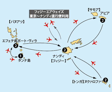 トンガ・サモア・フィジー・バヌアツ地図sp