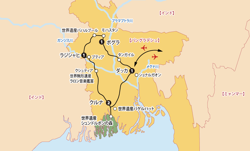 バングラデシュ8日間地図pc