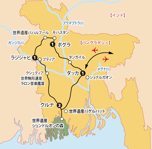 バングラデシュ8日間地図sp