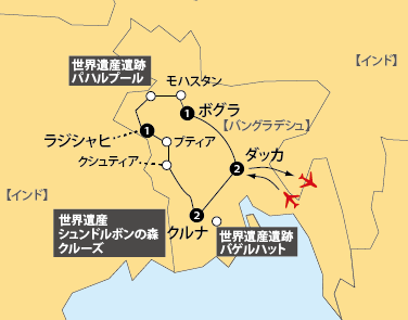 バングラデシュ９日間地図sp