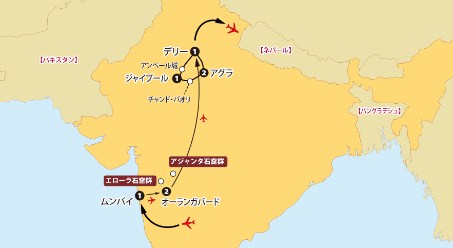 ビジネス北インド9日間地図pc