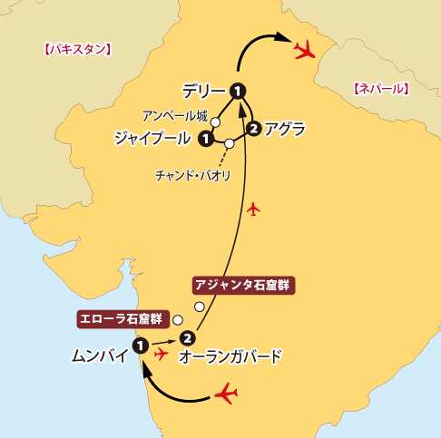 ビジネス北インド9日間地図sp