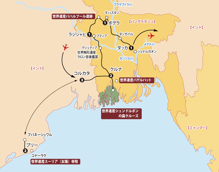 バングラデシュ8日間地図pc