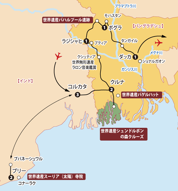 バングラデシュ8日間地図sp