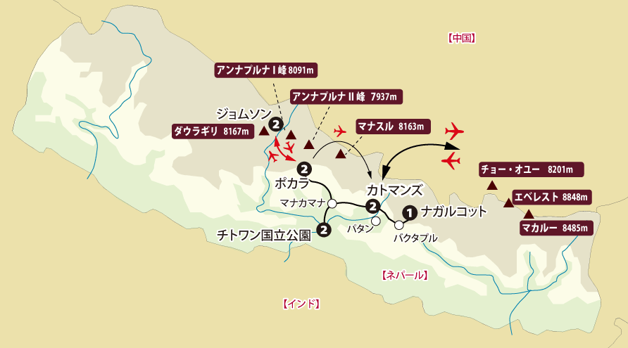 ネパール大周遊地図