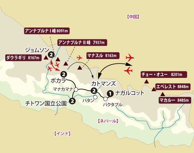 ネパール大周遊地図