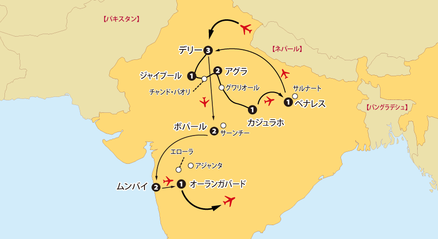 インド大周遊14日間地図pc