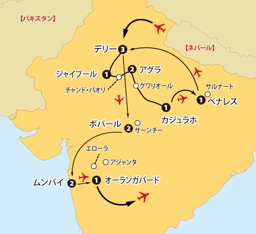 インド大周遊14日間地図sp