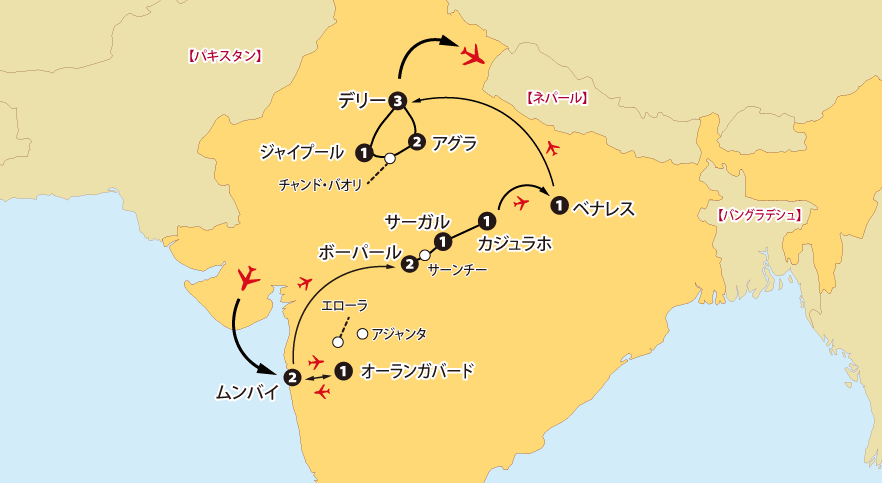 インド大周遊14日間地図pc