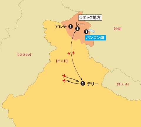天空の小チベット・ラダックへの旅8日間地図sp
