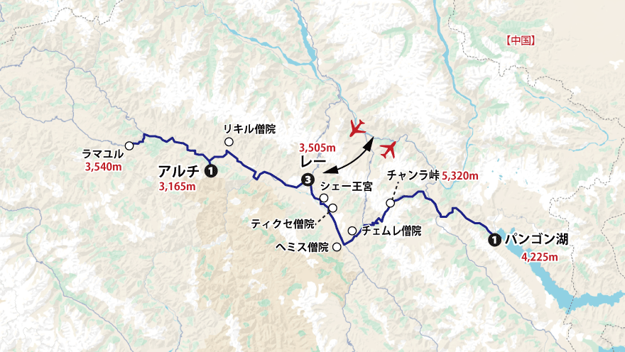 「天国に一番近い湖」パンゴン湖畔に宿泊～天空の小チベット・ラダックへの旅 ８日間ラダック地方詳細地図pc