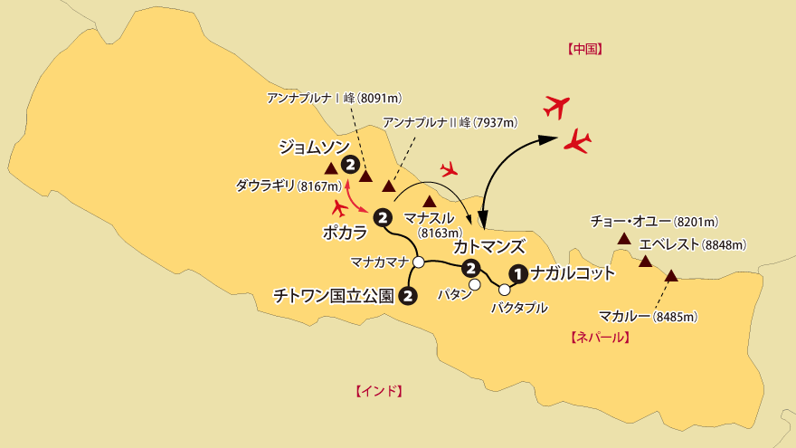 ネパール大周遊地図