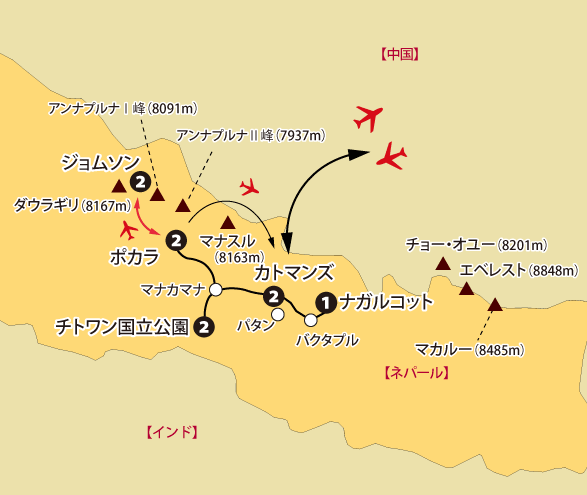 ネパール大周遊地図