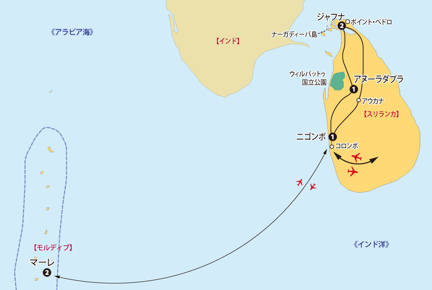 スリランカ10日間地図pc