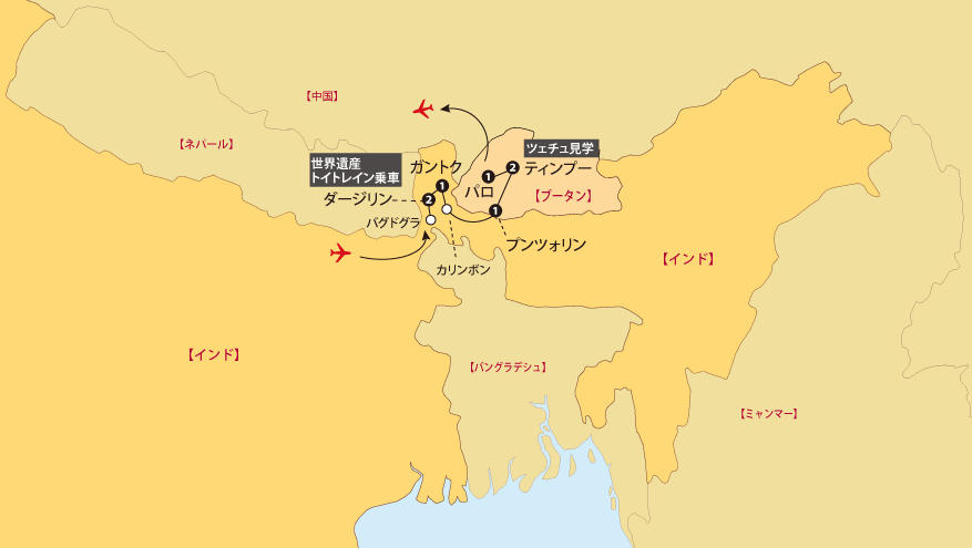 シッキムダージリンブータン地図pc