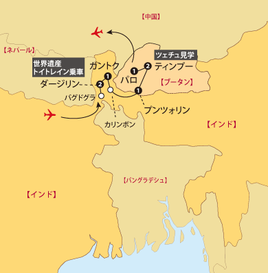 シッキムダージリンブータン地図sp