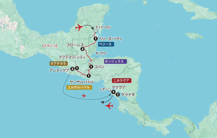 中米７カ国地図pc