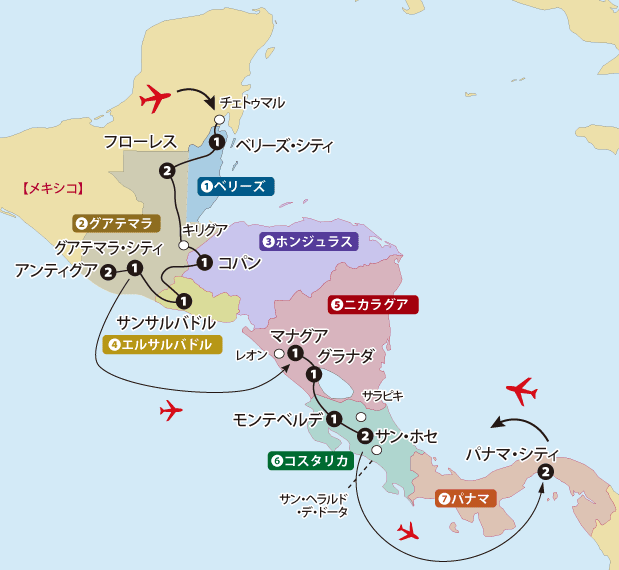中米７カ国地図sp