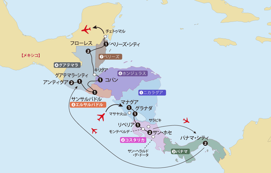 中米７カ国地図pc